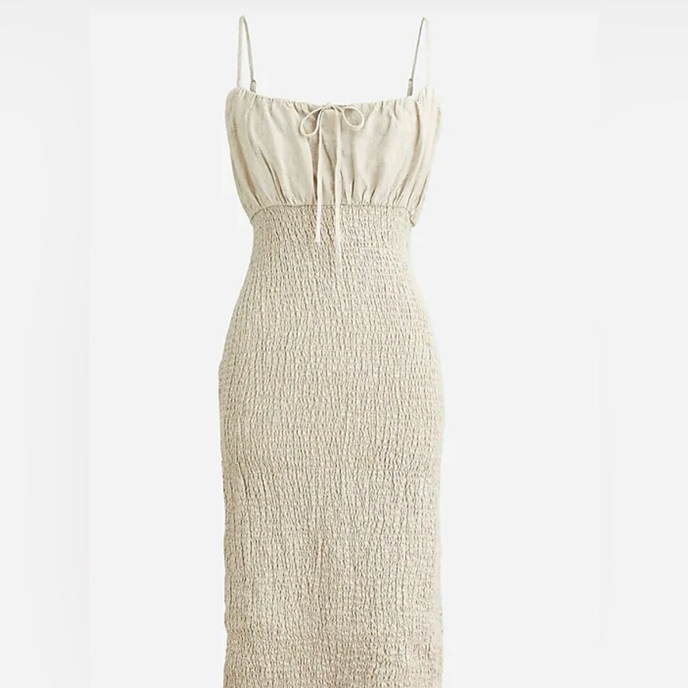 J. Crew Elegant Cream  Linen Midi Dress